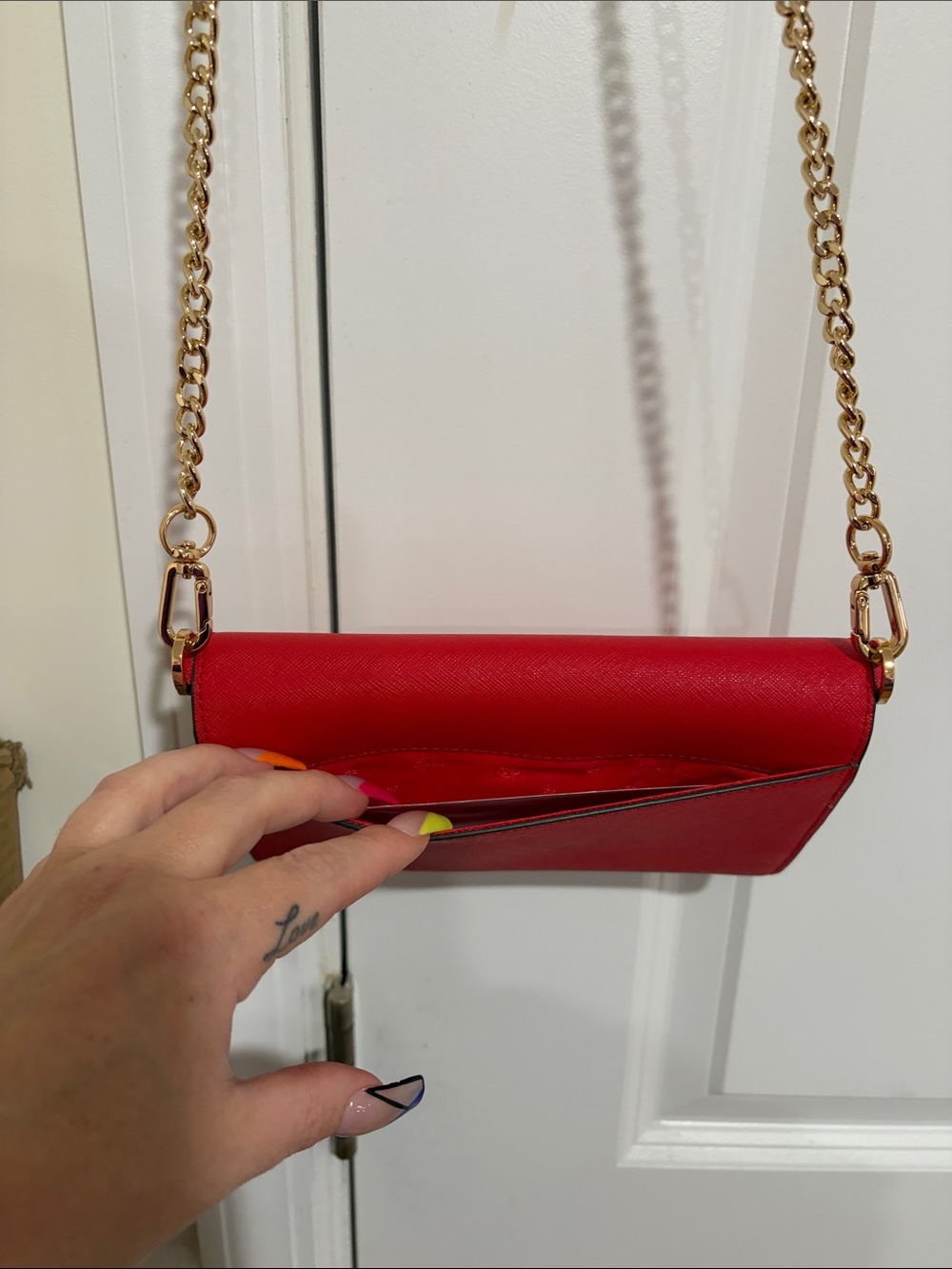 Tory Burch Red Leather Chain-Shoulder Crossbody Never Used! - Picture 4 of 11